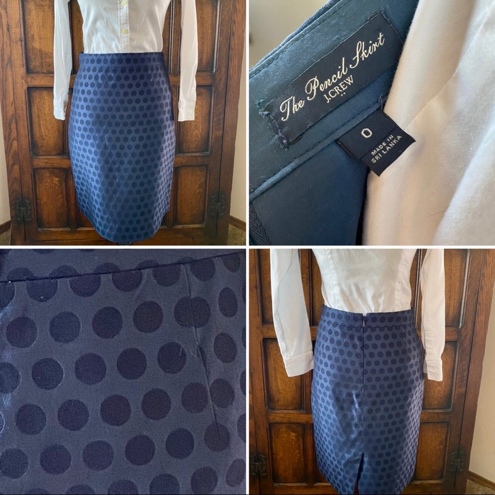 Classy and classic navy blue polka dot pencil skirt